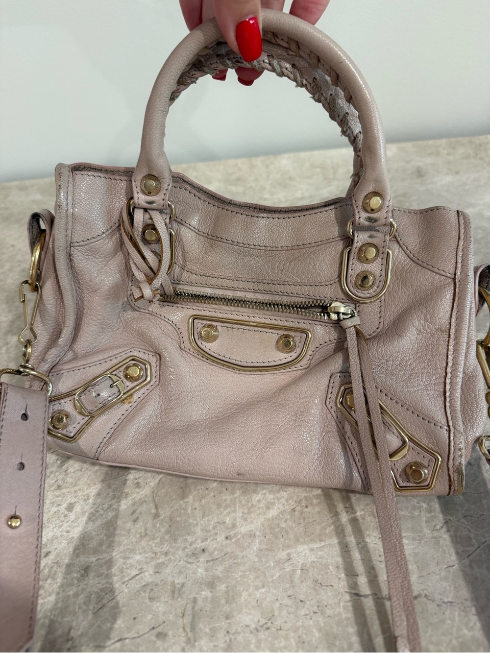 Balenciaga Small Leather Satchel - Blush Pink